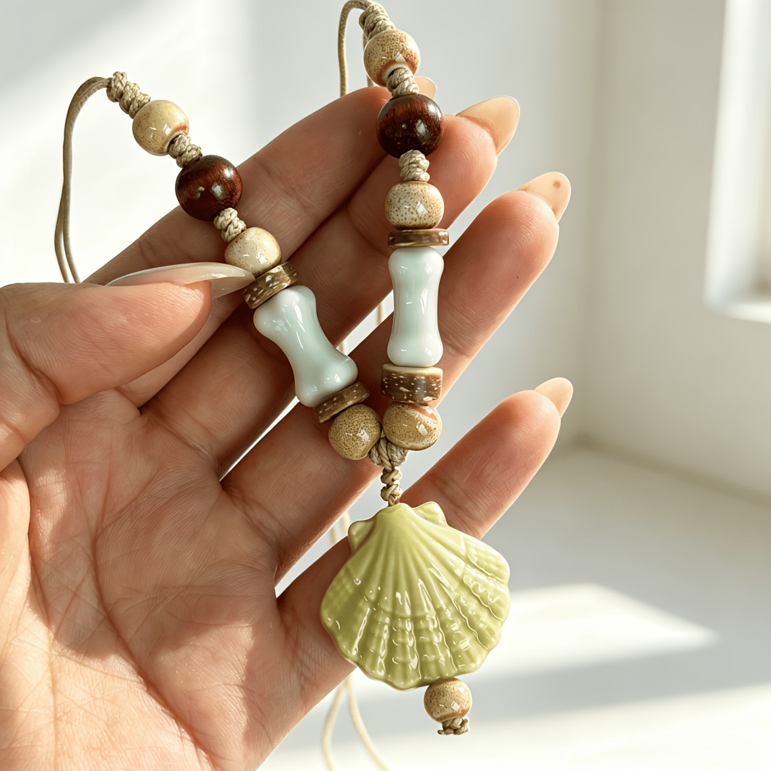 Bohemian Beach Style Ceramic Scallop Weave Necklace